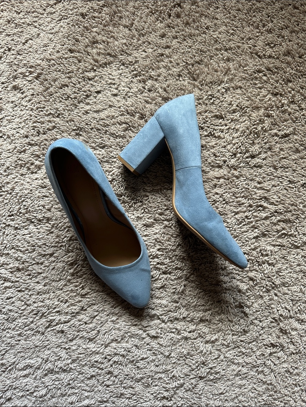 H&M Classic Pointed Toe Block Heel Pumps - Light Blue
